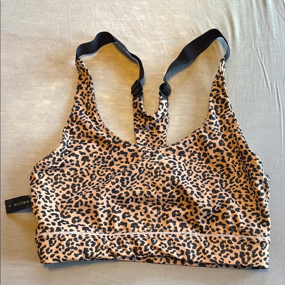Blackbough Brown and Black Sports Bra with Leopard Print